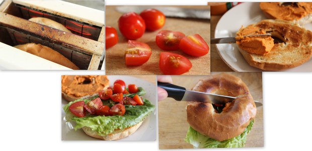 How to make Toasted Roasted Red Pepper Hummus Sandwich