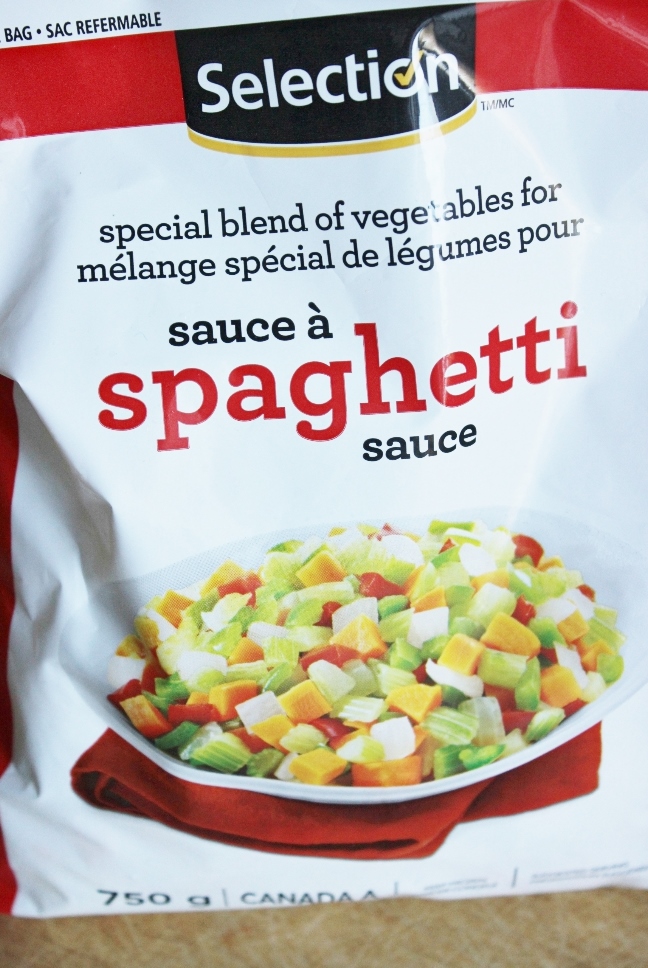 Frozen diced vegetables for soup.