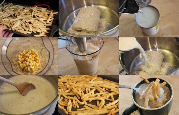 How to make Corn and Mushroom Chowder with Fries recipe from College Recipe Cafe: Step-by-step pictures