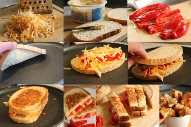 How to make Roasted Red Pepper Grilled Cheese from College Recipe Cafe.