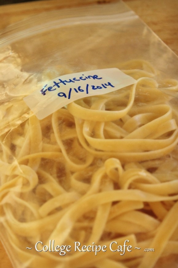Cooking for one? Place single portions in zip lock bags before freezing. How to freeze cooked pasta noodles