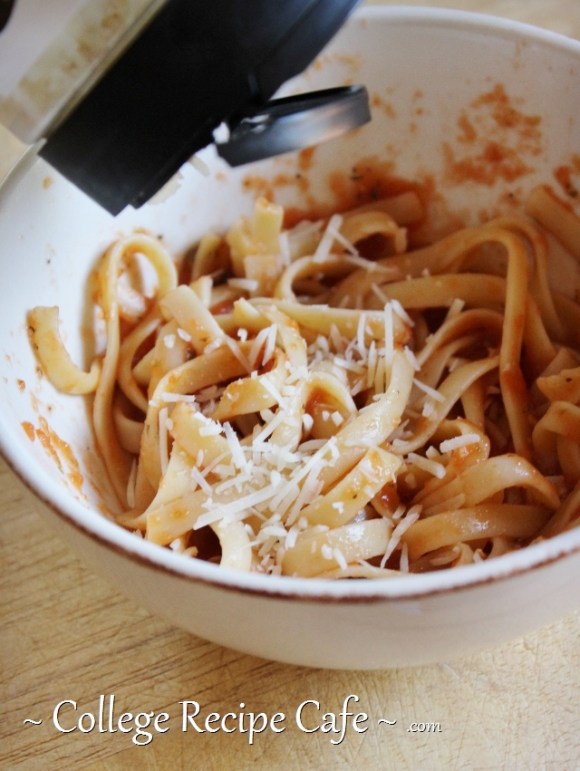 Love that Parmesan! This pasta dinner was made in under 4 minutes. Here's how.