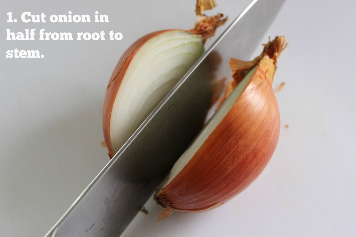 The initial cut to dicing an onion quickly, safely and neatly