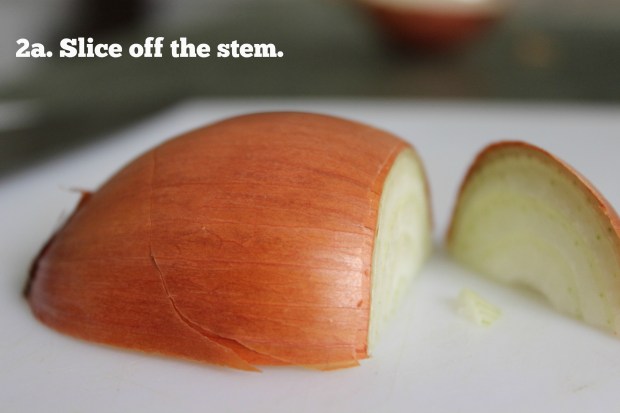 The second step to dicing an onion quickly, safely and neatly. Here's how it's done.