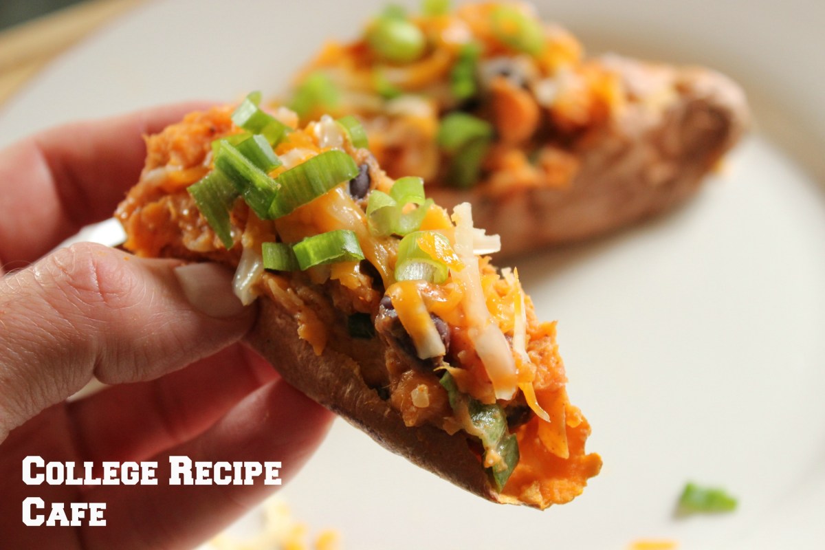 Stuffed Sweet Potato Skins: Stuffed and ready in 10 minutes.