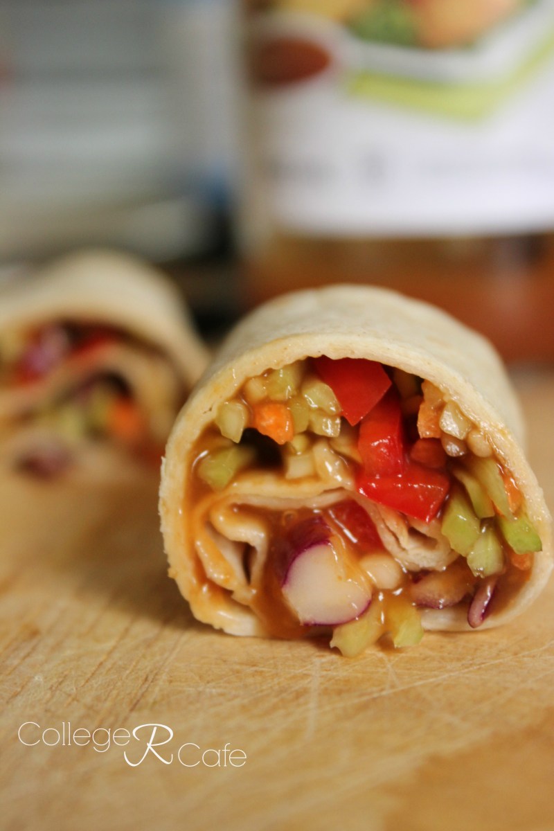 Easy to make vegetable wraps cut into sushi sized pieces