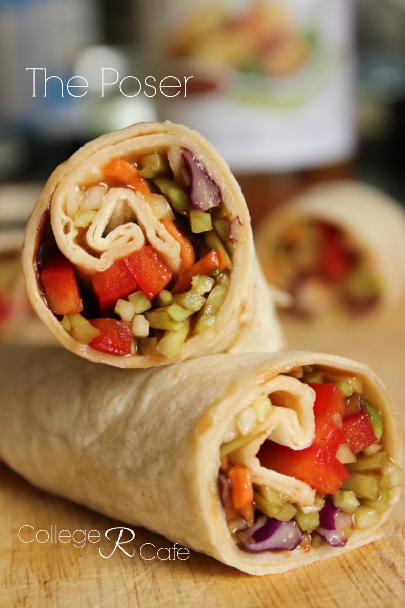 These easy to make vegetable wraps "pose" as spring rolls or sushi depending on how you slice them.