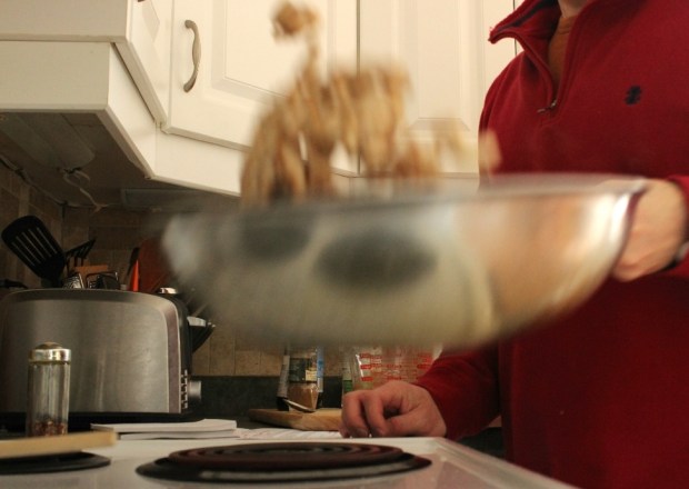 Flipping a stir fry like a pro!