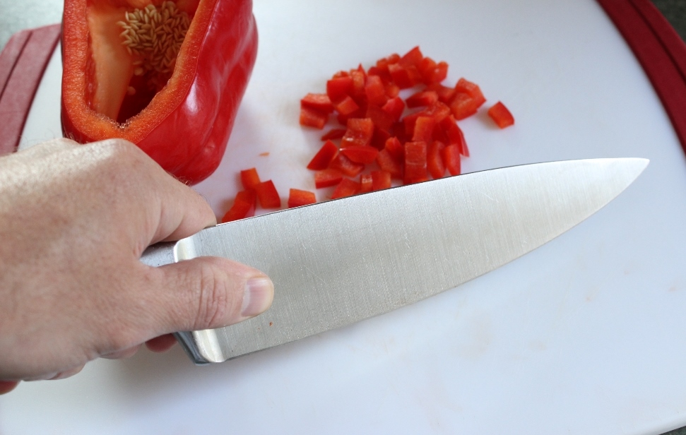 The Blade Grip offers more control and balance when using the chef's knife