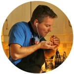 Brent Garell testing the food at College Recipe Cafe