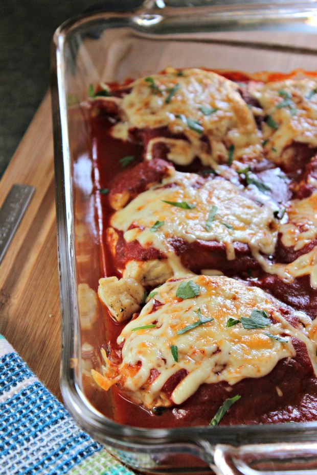 Naked Chicken Parmesan: All Dressed with Sauce and Cheese
