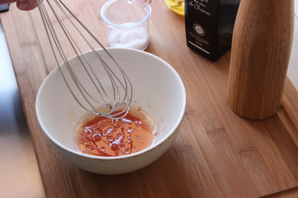 Whisking together dressing