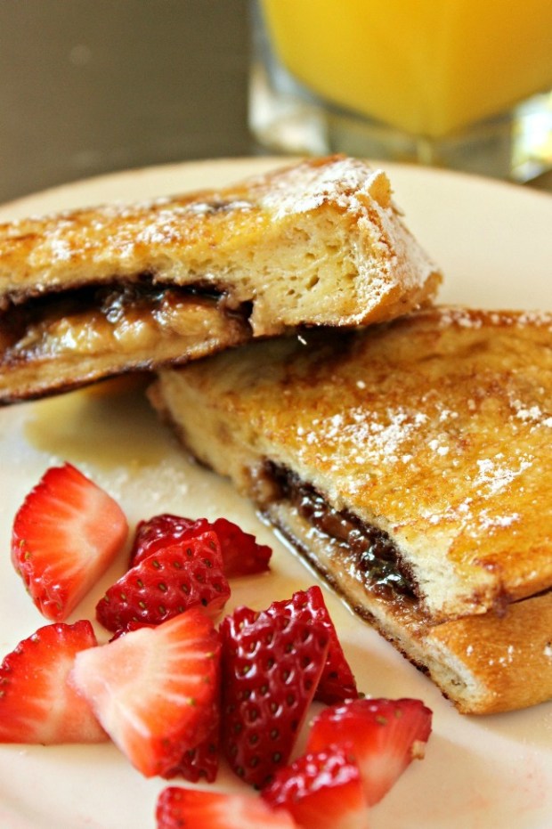 Nutella and Banana French Toast with Strawberries