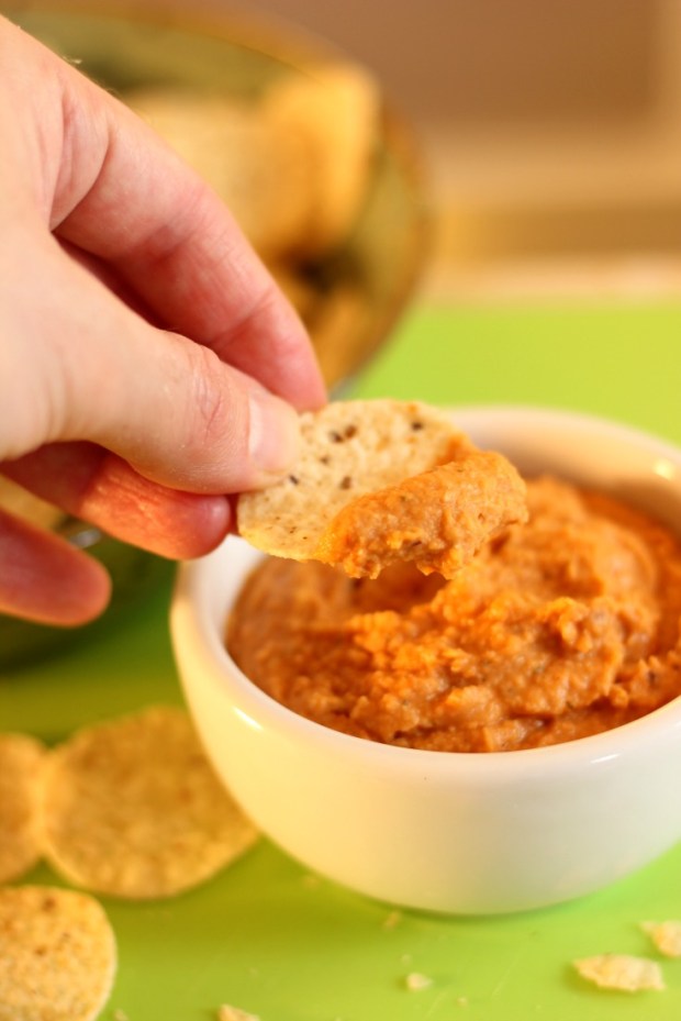 Go ahead and dip a chip!!! Healthy and Addictive Nacho Hummus Dip to Sink Your Tortilla Chips Into!!!