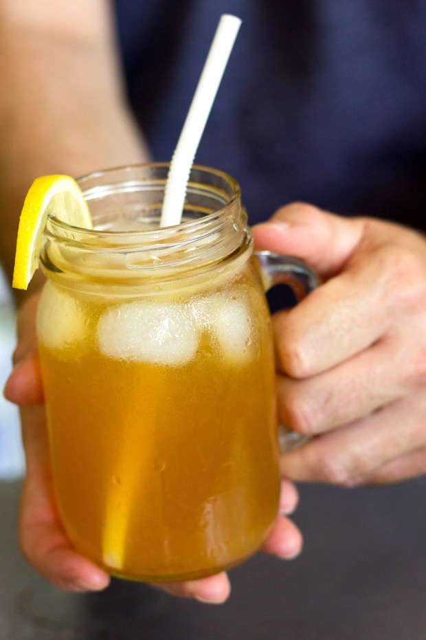 Sun Kissed by the Sun! Ice Cold Lemon Ginger Iced Tea!
