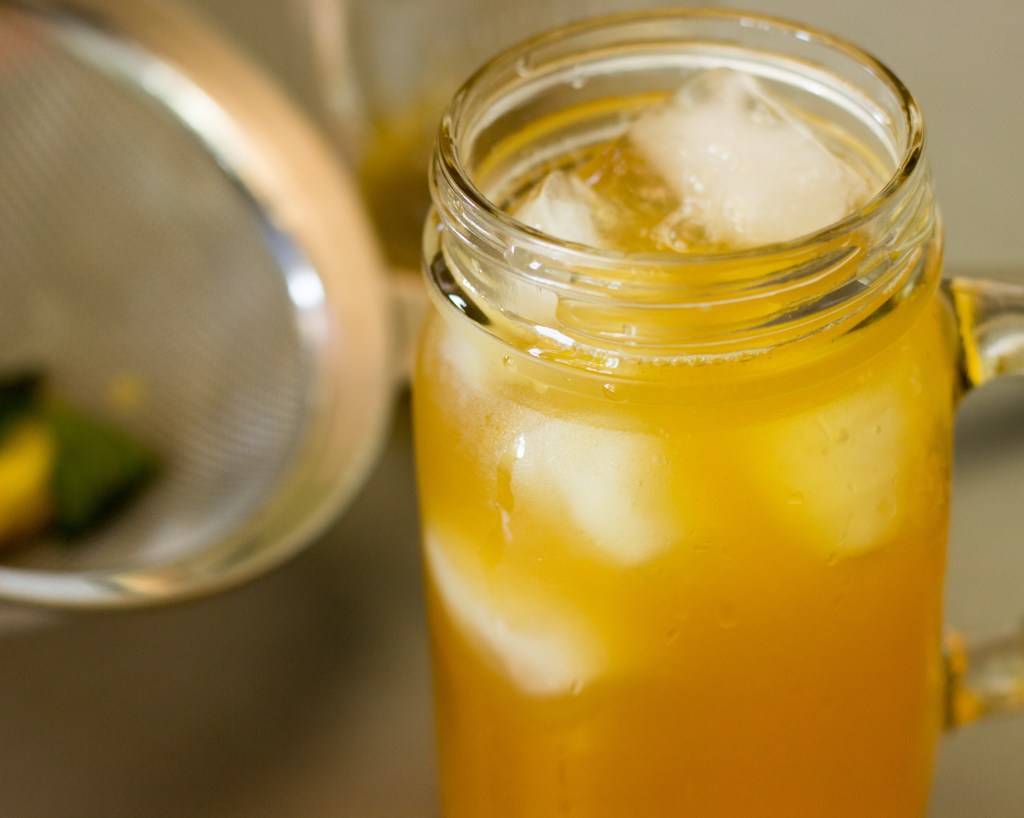 Lemon Ginger tea chilling on ice