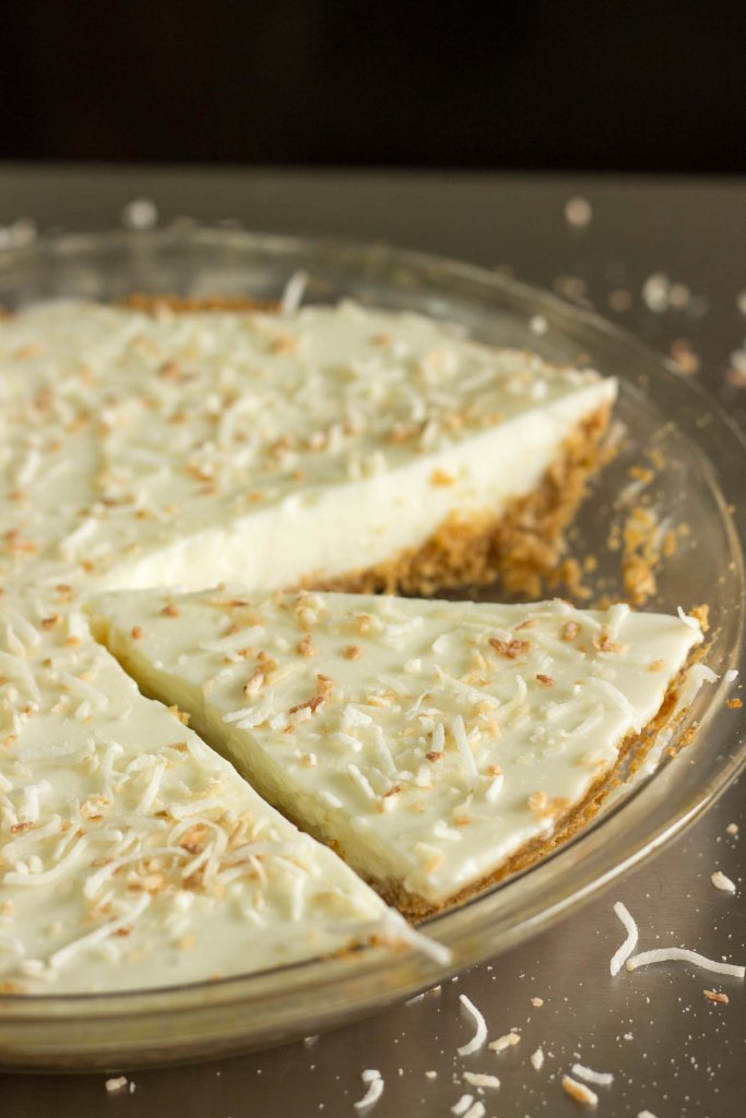 Slice of lemon lime staycation pie ready for the plate.