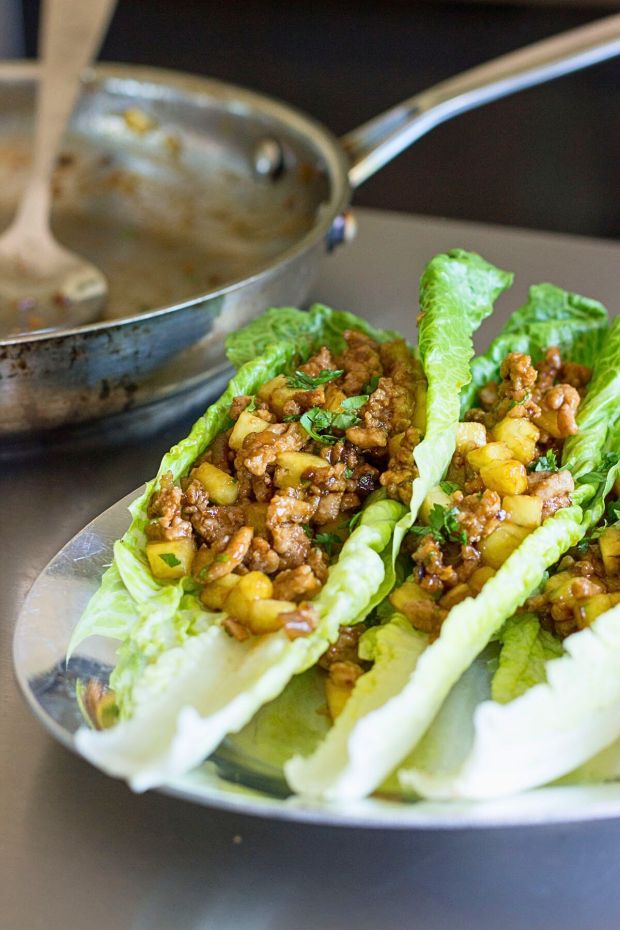 Sweet and Sticky Pork Filling in a Lettuce Leaf Wrap