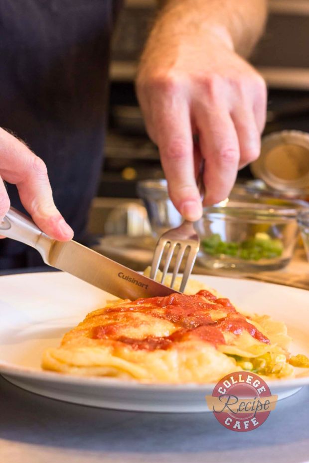 Digging into a Cheese Crust Quesadilla