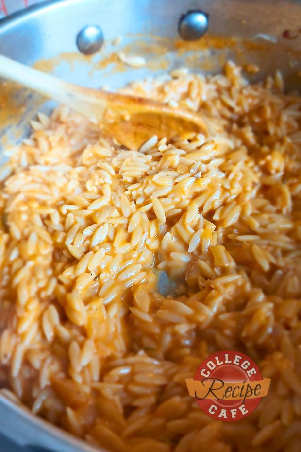 Quick One Pan Orzo in Pan